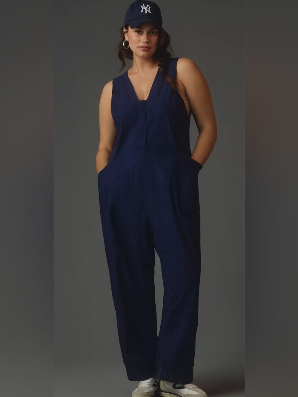Anthropologie Deep Navy Cotton Utility Jumpsuit